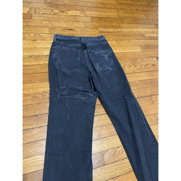 AGOLDE Jeans Womens Sz 25 90's Crop High Rise Black Distressed Denim Pants - Picture 10 of 10